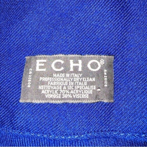 Echo Italian Made Large Royal Blue Scarf/Wrap 78'X28" - Picture 4 of 4